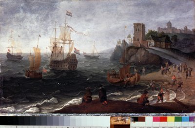 Mercato del pesce sulla spiaggia da Isaak Willaerts