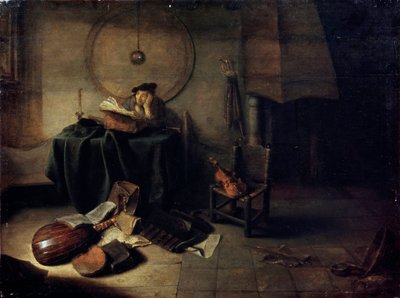 Melancholia II Scienziato nel suo studio, pittura olandese del XVII secolo da Isaak de Jouderville