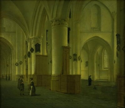 Navata laterale della chiesa di San Bavo a Haarlem da Isaak van Nickelen