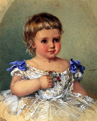 Ritratto di un bambino con un mazzolino di fiori selvatici da Isabel Oakley Naftel