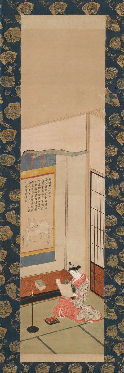 Cortigiana che legge una lettera, metà del XVIII secolo da Ishikawa Toyonobu