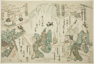 Godersi la frescura della sera a Ryogoku - Un set di tre (Ryogoku suzumi sanpukutsui) da Ishikawa Toyonobu