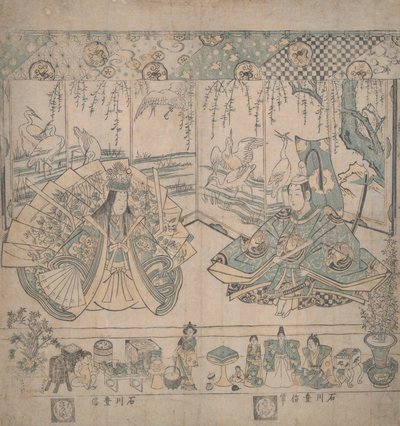 Coppia di bambole Hina da Ishikawa Toyonobu