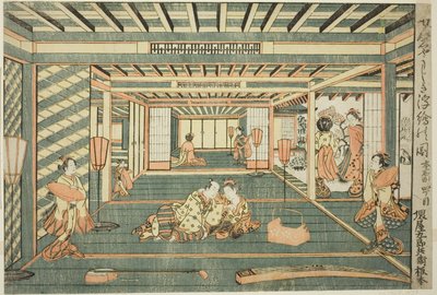 Immagine prospettica di una grande stanza (Senjojiki uki-e no zu) da Ishikawa Toyonobu