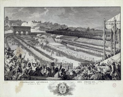Rivoluzione francese: veduta della festa della Federazione Generale dei Dipartimenti Francesi al Campo di Marte a Parigi il 14/07/1791 da Isidore Stanislas Helman