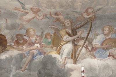 Angeli, angeli musicisti e putti, dettaglio del Paradiso con il Padre eterno, c.1623-34 da Isidoro Bianchi