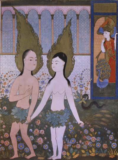 Adamo ed Eva cacciati dal Paradiso, da Hadiqat al-Suada, 1610, Baghdad da Islamic School