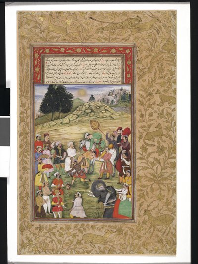 Akbar a cavallo riceve omaggio da Islamic School