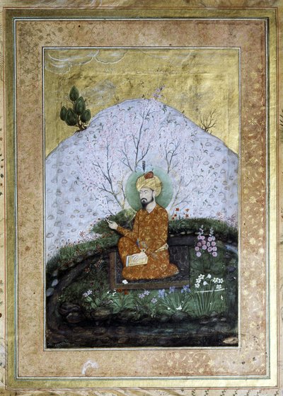 Babur Zahir al-Din Muhammad (1483-1530): Miniatura Mughal del XVII secolo da Islamic School