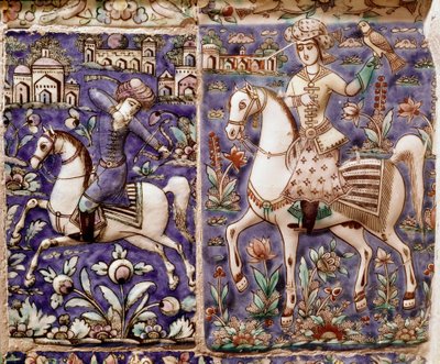 Arte islamica: caccia al falcone. Ceramica di Isfahan, Iran da Islamic School