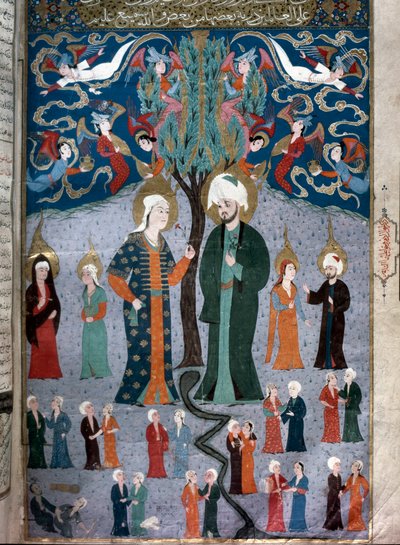 Rappresentazione islamica di Adamo ed Eva. Miniatura dal manoscritto 