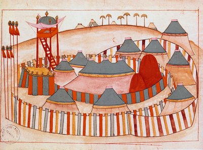 Campo militare dei turchi. Gouache su carta della scuola islamica (Ms 1671) XVI secolo da Islamic School