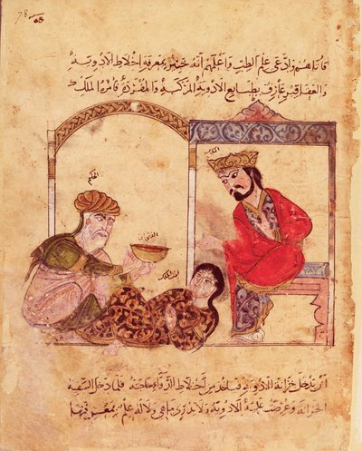 Ms.Arabe 3465 fol.78 Una consultazione medica, da Il libro di Kalila e Dimna da Islamic School