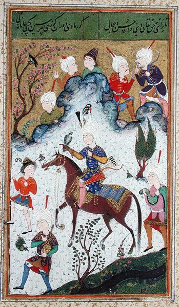 Ms B-284 fol.50b La caccia del re, dal Divan di Huseyn Bayqara, c.1540 da Islamic School