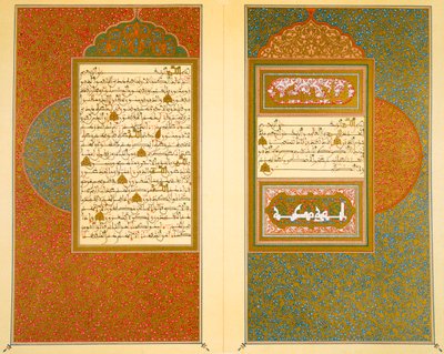 Doppia pagina di apertura di un Corano moresco del XVIII secolo da Islamic School