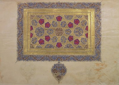 Pagina di un manoscritto del Corano, illuminata da Mohammad ebn Aibak, Periodo Il-Khanide, inizio XIV secolo da Islamic School