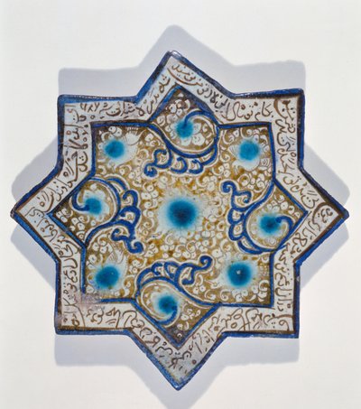 Piastrella a forma di stella con foglia dorata in stile Takht-e Solaiman da Islamic School