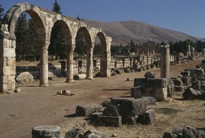 Vista di una strada e di un colonnato, Periodo Omayyade (661-750) da Islamic School