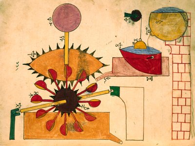 Orologio ad acqua, miniatura, arte islamica da Islamic School
