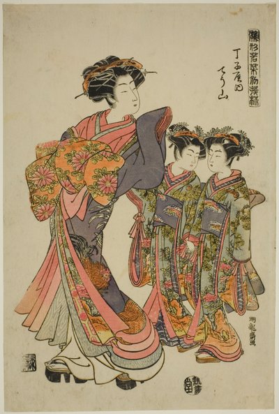 Chozan del Chojiya, dalla serie "Modelli per la Moda: Nuovi Disegni Freschi come Foglie Giovani (Hinagata wakana hatsu moyo)" da Isoda Koryusai