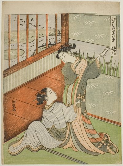 Oche che scendono a Yoshiwara, dalla serie "Otto vedute dei quartieri del piacere di Edo" da Isoda Koryusai