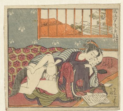 Coppia innamorata che legge da Isoda Koryusai