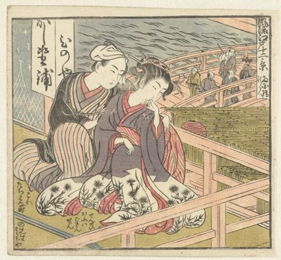 Coppia innamorata su una veranda da Isoda Koryusai