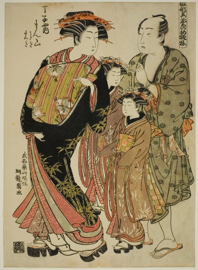 Manzan del Chojiya, dalla serie "Modelli per la moda: Nuovi disegni freschi come foglie giovani (Hinagata wakana no hatsu moyo)" da Isoda Koryusai