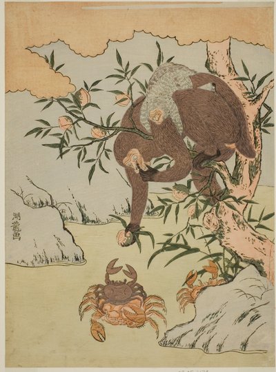 Scimmia che gioca con i granchi da Isoda Koryusai