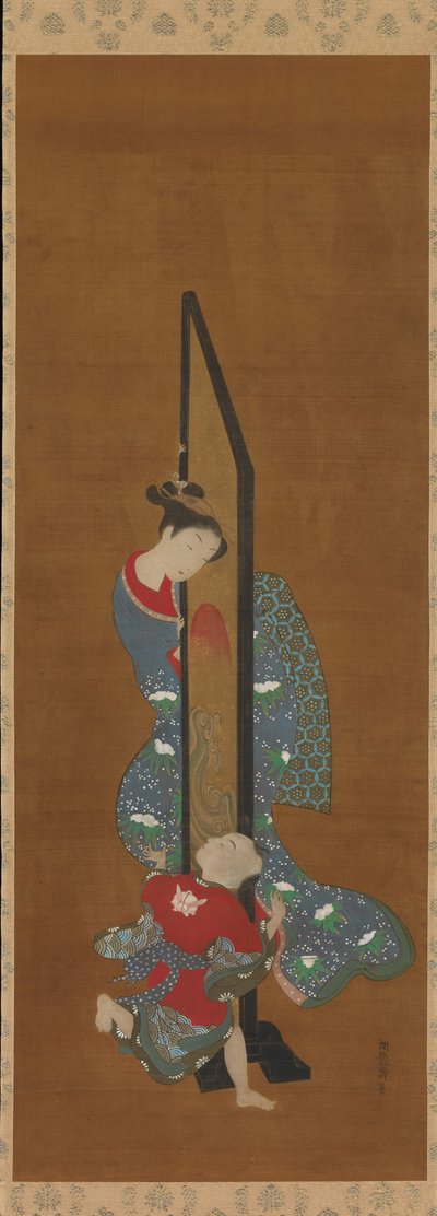 Madre e bambino che giocano da Isoda Koryusai