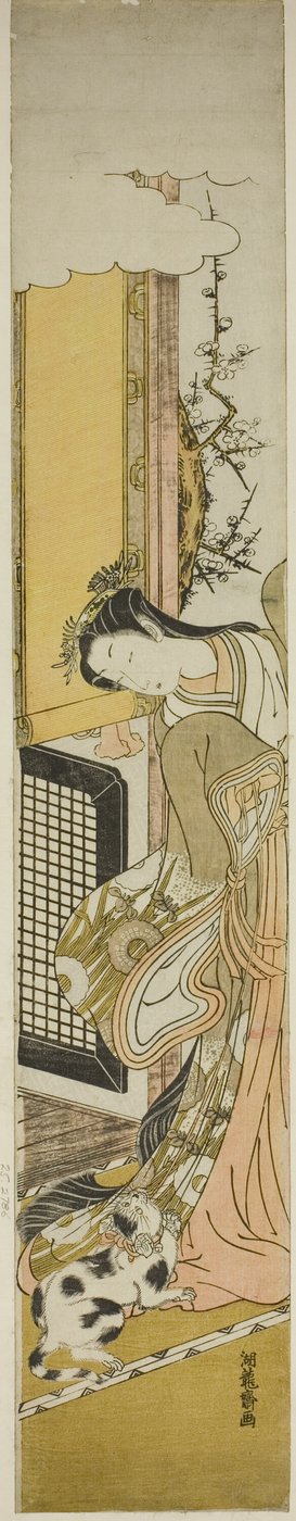 Parodia della Terza Principessa e del suo gatto domestico da Isoda Koryusai