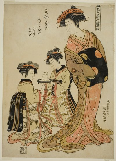 Shirayu del Wakanaya, dalla serie "Modelli per la moda: nuovi disegni freschi come foglie giovani" da Isoda Koryusai