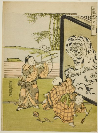 Tigre, dalla serie "Bambini alla moda con i dodici segni dello zodiaco (Furyu kodomo juni shi)" da Isoda Koryusai
