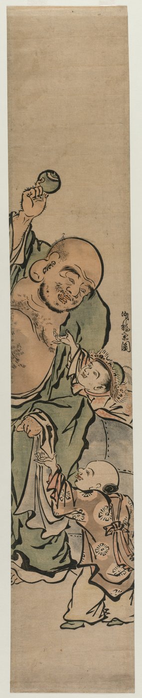 Due bambini che chiedono a Hotei un gioiello, c. 1770 da Isoda Koryusai