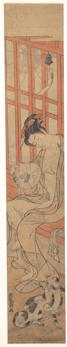 Frau fächert sich nach dem Bad da Isoda Koryusai