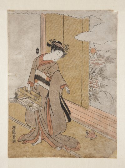 Donna e passero da Isoda Koryusai