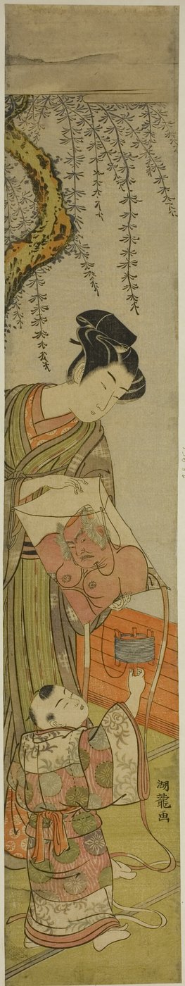 Giovane Uomo Tiene un Aquilone per un Bambino da Isoda Koryusai