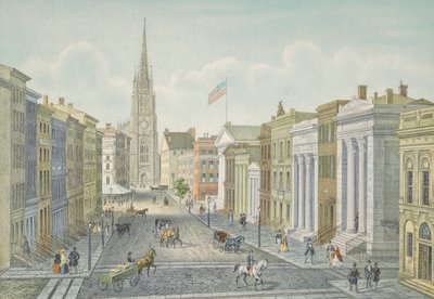 Wall Street, New York nel 1847 da Isodore Laurent Deroy