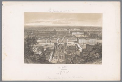 Veduta di Lione e della cattedrale da Fourvière da Isodore Laurent Deroy