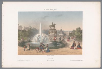 Veduta di Place Napoléon a Lione da Isodore Laurent Deroy