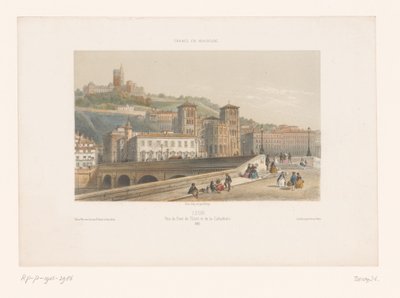 Veduta del Pont Tilsitt e della cattedrale Saint-Jean a Lione da Isodore Laurent Deroy