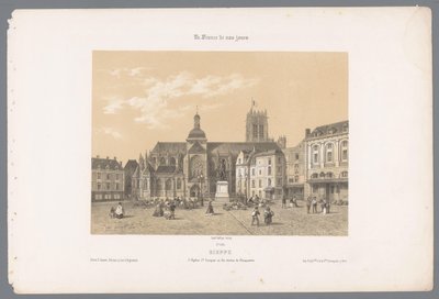 Veduta della chiesa di Saint-Jacques e della statua di Duquesne a Dieppe da Isodore Laurent Deroy