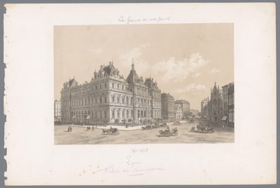 Vista sul Palais de la Bourse a Lione da Isodore Laurent Deroy