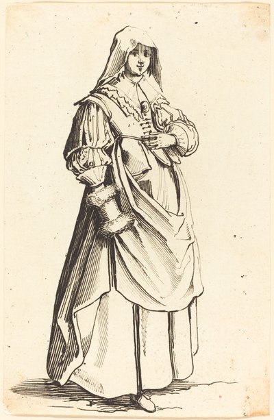 Borghese con manicotto, di fronte a destra da Israel Henriet after Jacques Callot