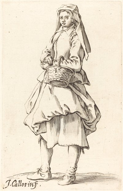 Contadina con cesto, rivolta a sinistra da Israel Henriet after Jacques Callot