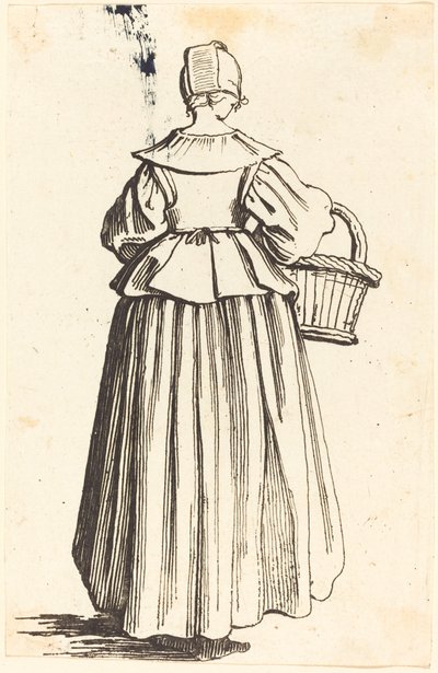 Contadina con cesto, vista da dietro da Israel Henriet after Jacques Callot