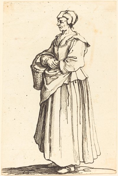Contadina con cesto, di profilo, rivolta a sinistra da Israel Henriet after Jacques Callot
