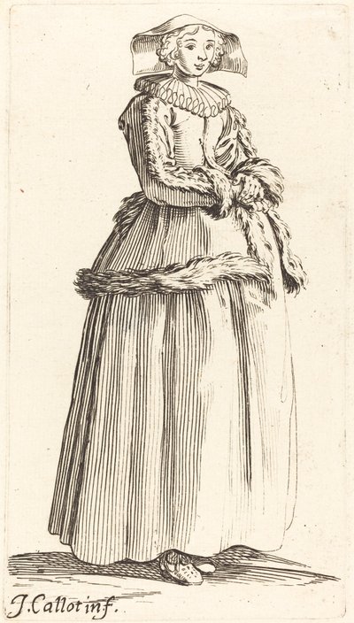 Giovane donna con le mani giunte, rivolta a destra da Israel Henriet after Jacques Callot