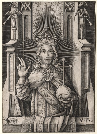 Cristo Redentore Salvator Mundi, c. 1490-1500 da Israhel van Meckenem