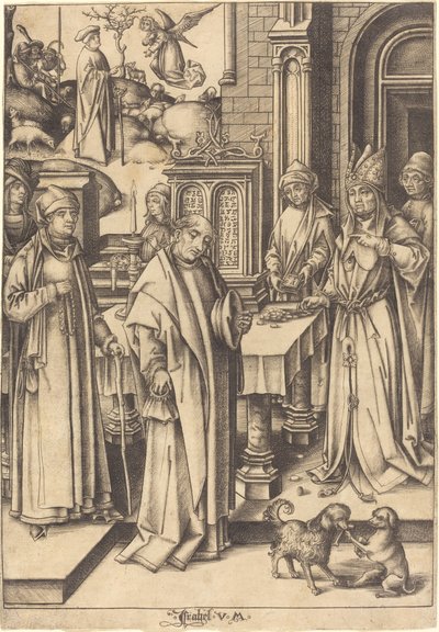 Il sacrificio di Gioacchino, c. 1490-1500 da Israhel van Meckenem